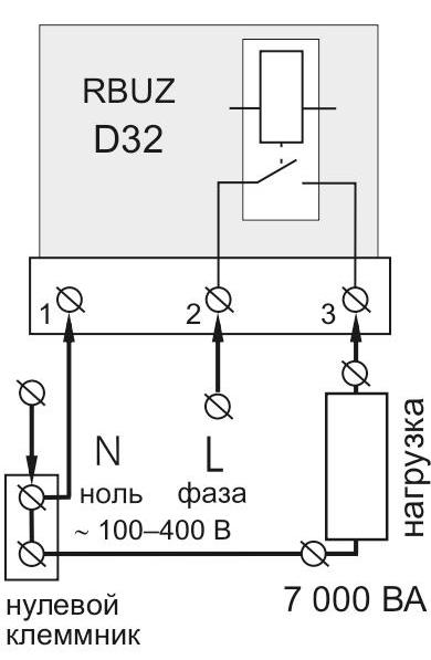 Упрощенная внутренняя схема и схема подключения RBUZ D32